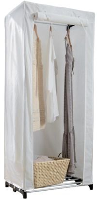 Canvas Portable Kledingkast Metalen Frame Cottage - Wit
