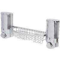 Stick On Dubbele Wandgemonteerde Zeepdispenser met Rekje - Chroom