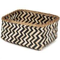 Bamboe Mand 'Zebra' Groot - Zwart/Naturel