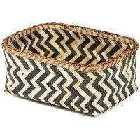 Bamboe Mand 'Zebra' Middelgroot - Zwart/Naturel
