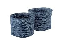 Set van 2 Ronde Gevlochten Opbergmanden 'Mika' - Denim Blue