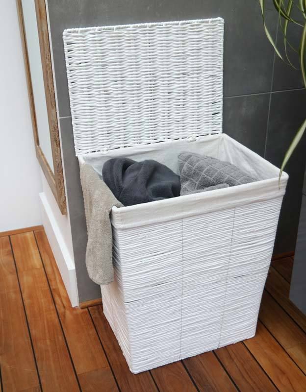 Wasmand van Gevlochten Papier 'Kimo' - Wit  7 Compactor