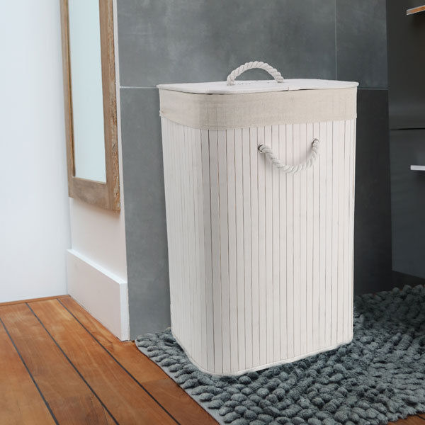 Rechthoekige Vouwbare Wasmand 'Bamboo' - Wit 5 Compactor