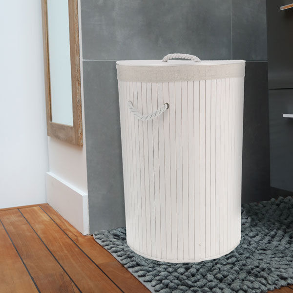 Ronde Vouwbare Wasmand 'Bamboo' - Wit 5 Compactor