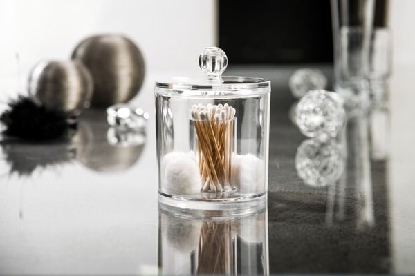 Wattenstaafjes-/Wattenschijfjeshouder met deksel - Transparant 4 Compactor