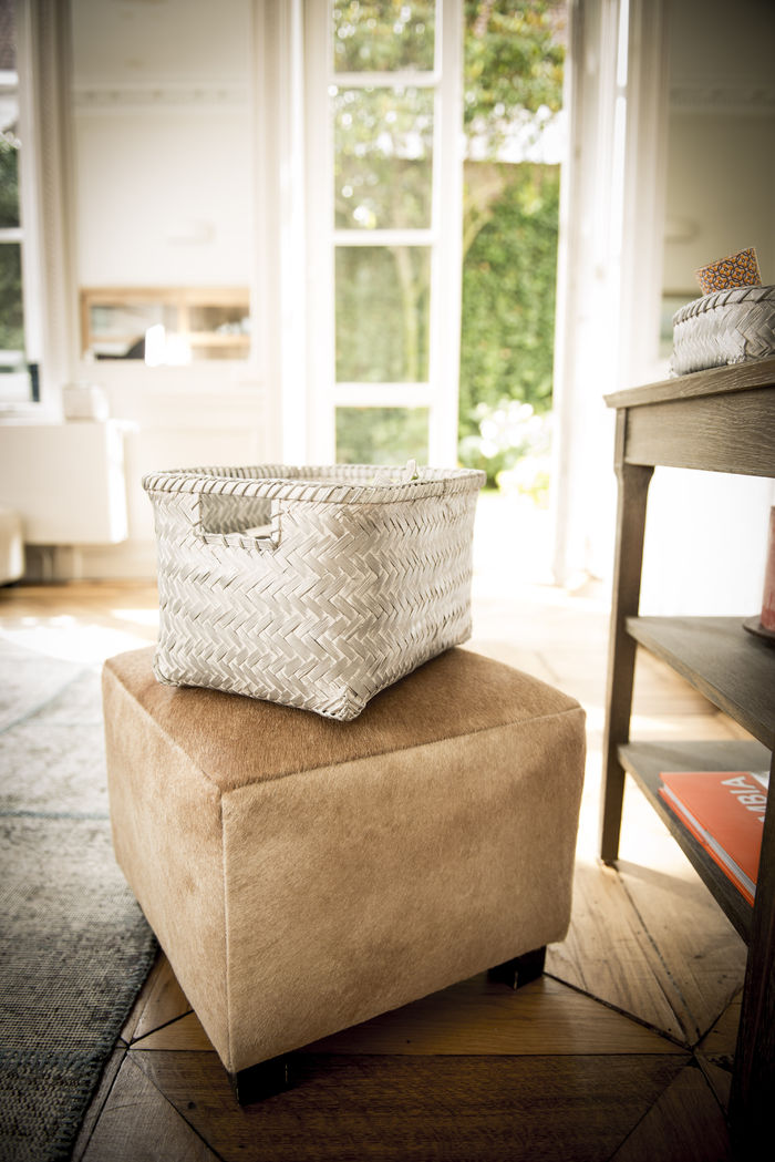 Bamboe Opbergmand Middelgroot 'Dalat' - Wit 3 Compactor