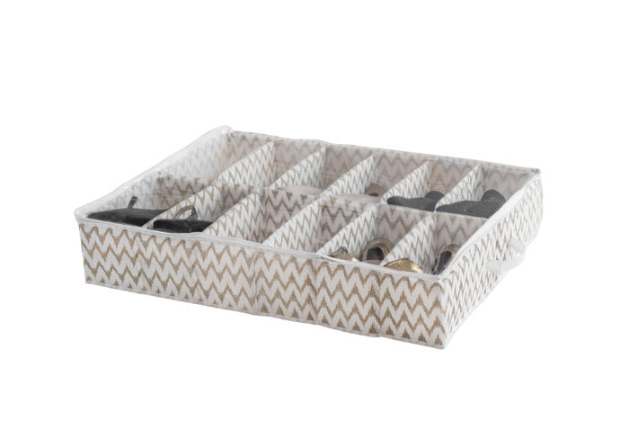 Beige Onder-Bed Schoenen Opbergbox 12 vakken 'Ikat' 1 Compactor