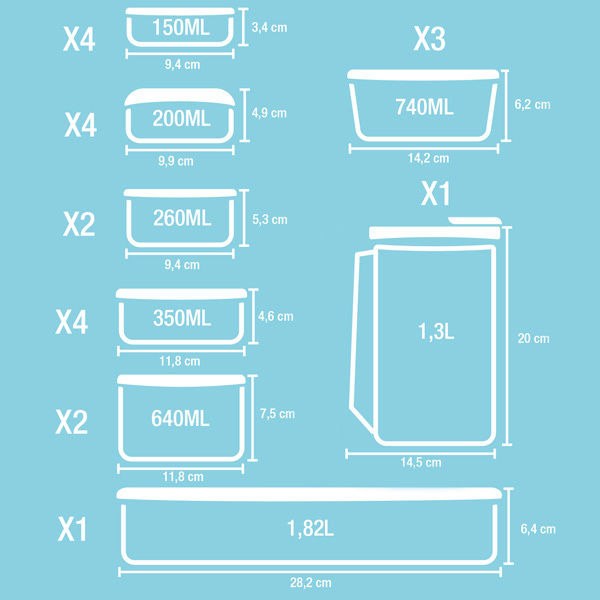 Set van 21 vershouddozen met deksel 8 Compactor