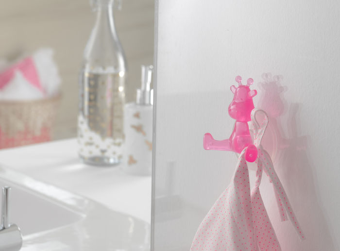 Giraffe Zuignap Muurhaak 'Funny' - Roze 2 Compactor