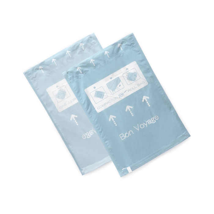 Set van 2 Handmatig Oprolbare Ruimtebesparende Reiszakken Maat Small 1 Compactor