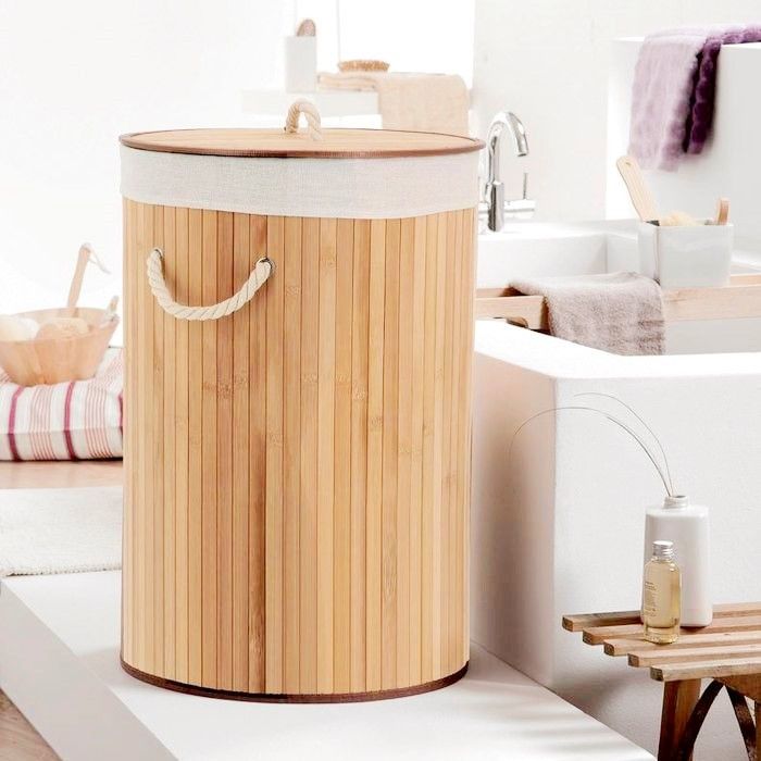 Bamboo' Ronde Vouwbare Wasmand 6 Compactor