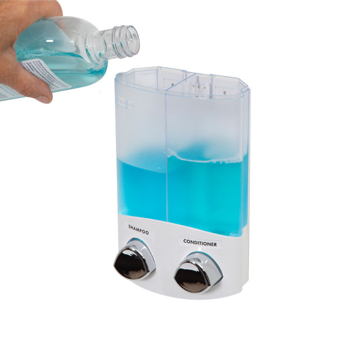 Stick On Dubbele 2 x 310 ml Zeep-/Shampoodispenser - Wit 4 Compactor