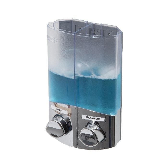 Stick On Dubbele 2 x Zeep/Shampoodispenser 310 ml - Chroom 6 Compactor