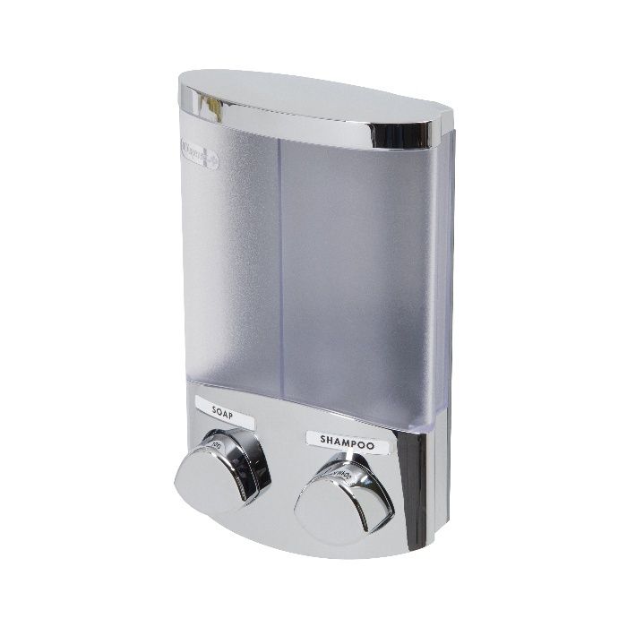 Stick On Dubbele 2 x Zeep/Shampoodispenser 310 ml - Chroom 1 Compactor