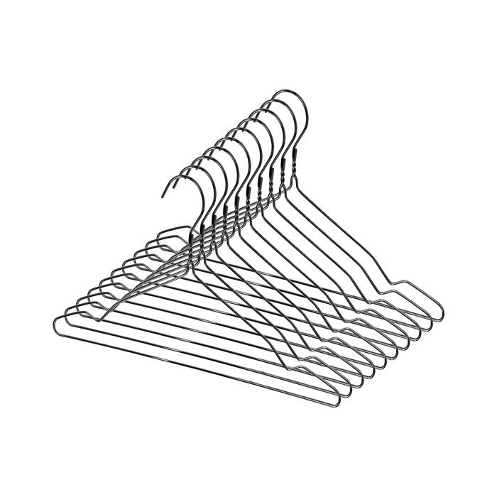 Set van 10 Metalen Kleerhangers - Zwart 1 Compactor