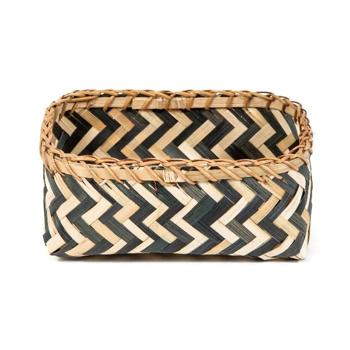 Bamboe Mand 'Zebra' Klein - Zwart/Naturel 2 Compactor