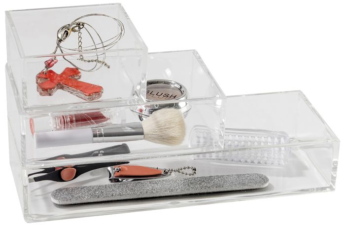 Set van 3 Stapelbare Sieraden en Make-up Dozen - Transparant 1 Compactor