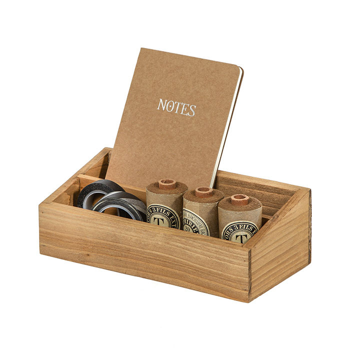 Vintage Houten Bewaardoos met 2 Vakken  3 Compactor