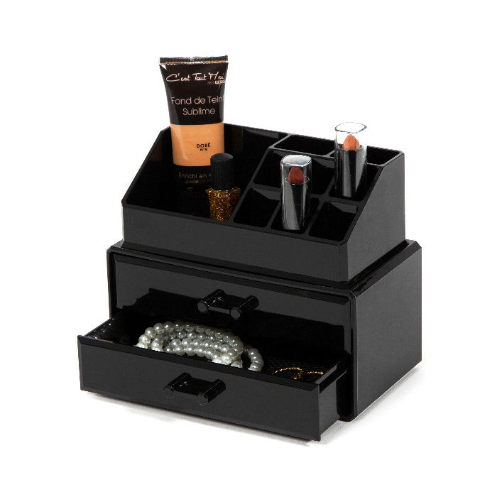 Sieraden en Make-up Kastje 2 Lades - Zwart 7 Compactor