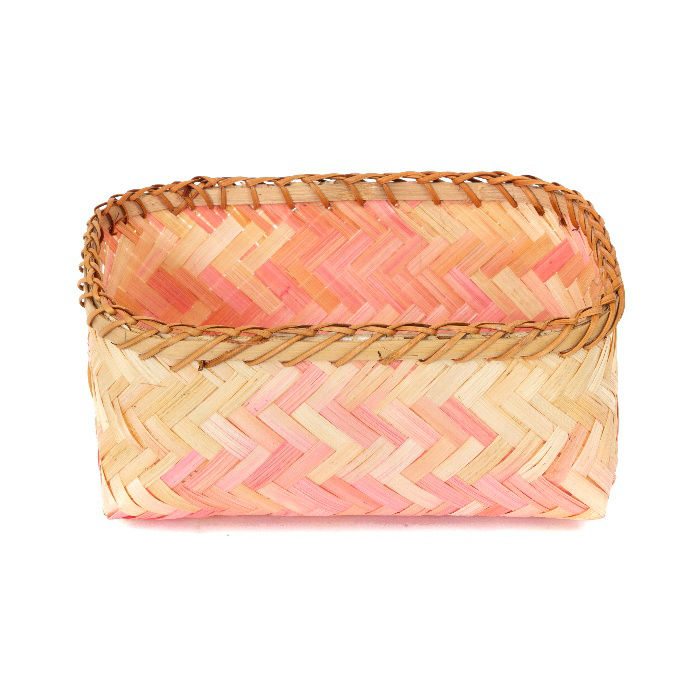 Bamboe Mand Klein 'Noumea' - Roze/Bruin 2 Compactor