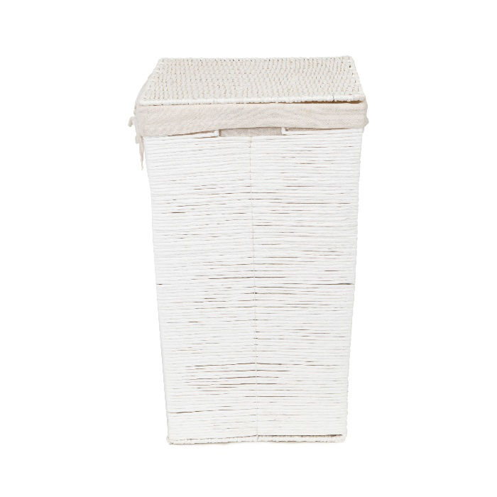 Wasmand van Gevlochten Papier 'Kimo' - Wit  3 Compactor
