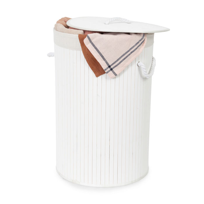 Ronde Vouwbare Wasmand 'Bamboo' - Wit 4 Compactor