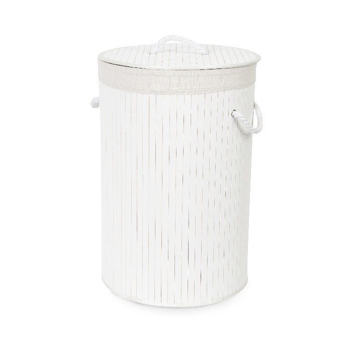 Ronde Vouwbare Wasmand 'Bamboo' - Wit 1 Compactor