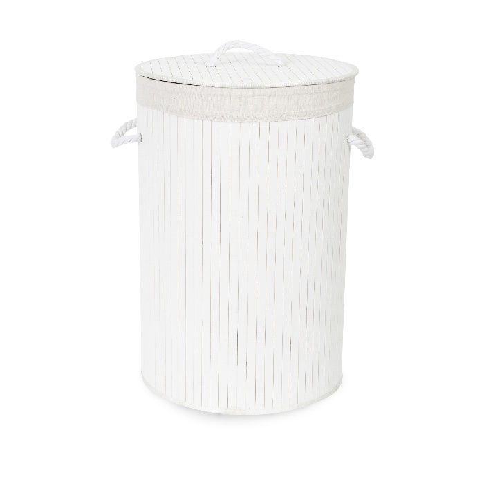 Ronde Vouwbare Wasmand 'Bamboo' - Wit 2 Compactor