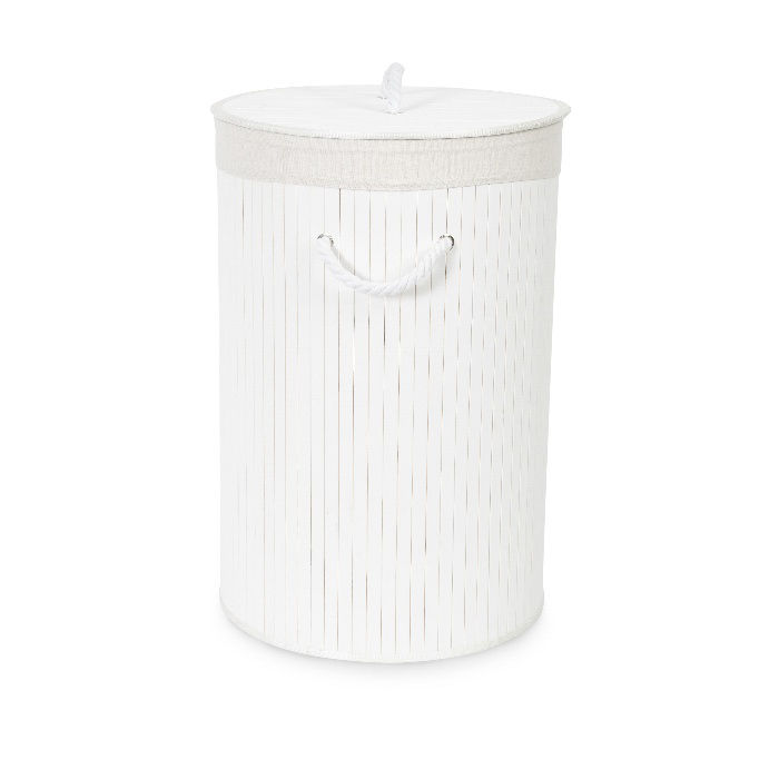 Ronde Vouwbare Wasmand 'Bamboo' - Wit 3 Compactor