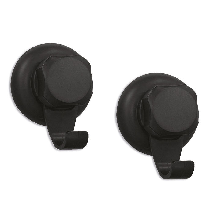 Bestlock Black Zuignap Set van 2 Kleine Muurhaken 1 Compactor