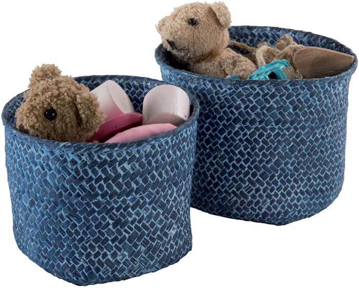 Set van 2 Ronde Gevlochten Opbergmanden 'Mika' - Denim Blue 2 Compactor