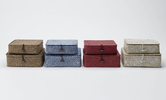 Set van 2 Zeegras Opbergmanden 'Macao' - Rood 2 Compactor