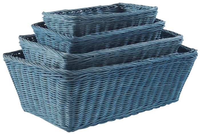 Set van 4 Rotan Opbergmanden 'Saga' - Blauw 1 Compactor