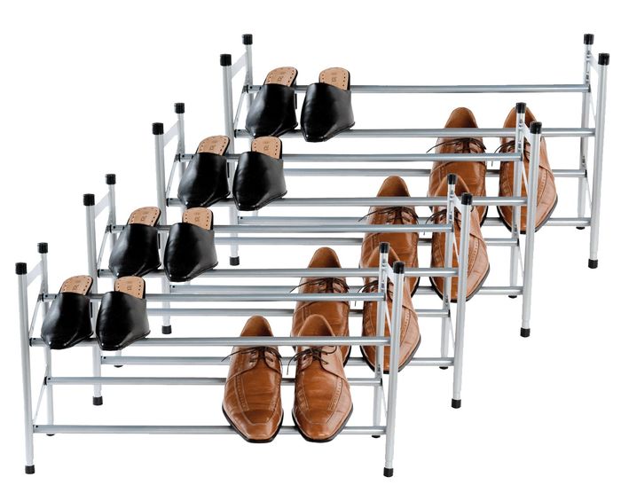 Set van 4 uitschuifbare schoenenrekken 'Stilito' met 2 planken 1 Compactor