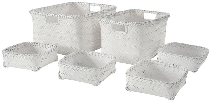 Set van 6 Bamboe Opbergmanden 'Dalat' - Wit 1 Compactor