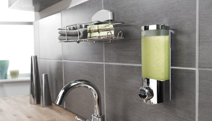 Enkele Stick On Zeep-/Shampoodispenser 360 ml - Chrome 6 Compactor