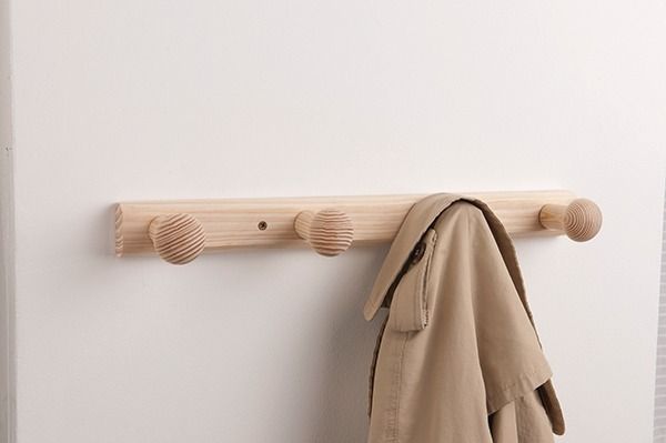 Houten Wandhanger 4 haken - Grenen 1 Compactor