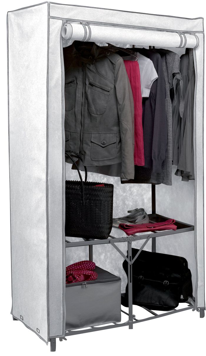 Portable Kledingkast Metalen Frame 'Fast' - Wit/Grijs 1 Compactor