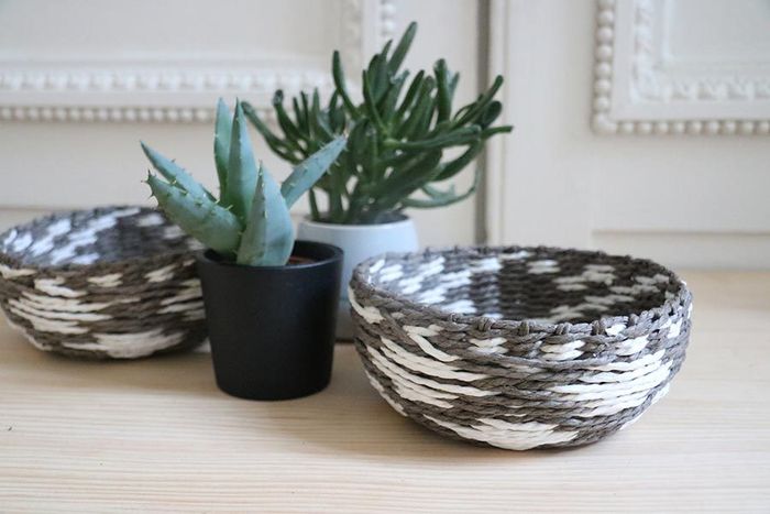 Ronde Opbergmand 'Yala'- Grijs/Wit 4 Compactor