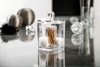 Wattenstaafjes-/Wattenschijfjeshouder met deksel - Transparant