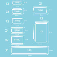 Set van 21 vershouddozen met deksel