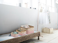 Bamboe Mand Middelgroot 'Noumea' - Roze/Bruin