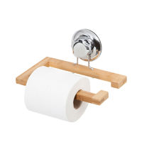 Bestlock Zuignap Wand Toiletrol-/Handdoekhouder - Bamboe