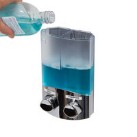 Stick On Dubbele 2 x Zeep/Shampoodispenser 310 ml - Chroom