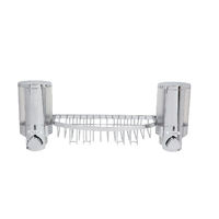 Stick On Dubbele Wandgemonteerde Zeepdispenser met Rekje - Chroom