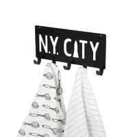 Wandgemonteerde Hanger 5 Haken 'NY City' - Zwart