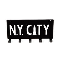 Wandgemonteerde Hanger 5 Haken 'NY City' - Zwart
