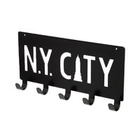 Wandgemonteerde Hanger 5 Haken 'NY City' - Zwart