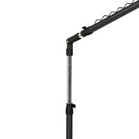 Een in hoogte verstelbare schuin geplaatste steun in zwart en zilver