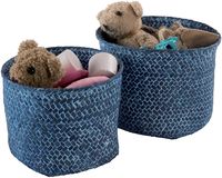 Set van 2 Ronde Gevlochten Opbergmanden 'Mika' - Denim Blue